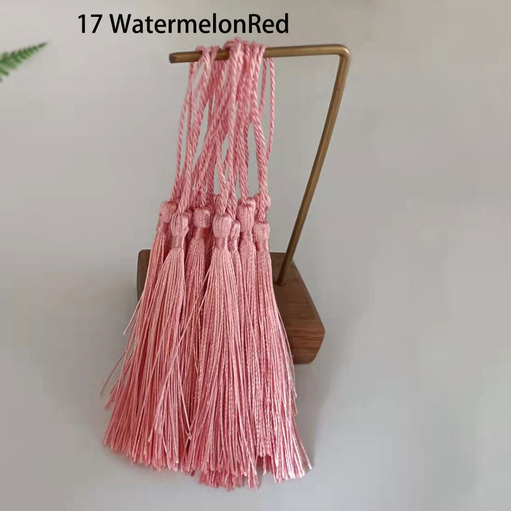 100pcs/lot 8cm Vertical Tassel Fringe Pendant DIY Party Hanging Ring Cords Tassel Curtain Home Decoration Tassel Lace: 17WatermelonRed100pc