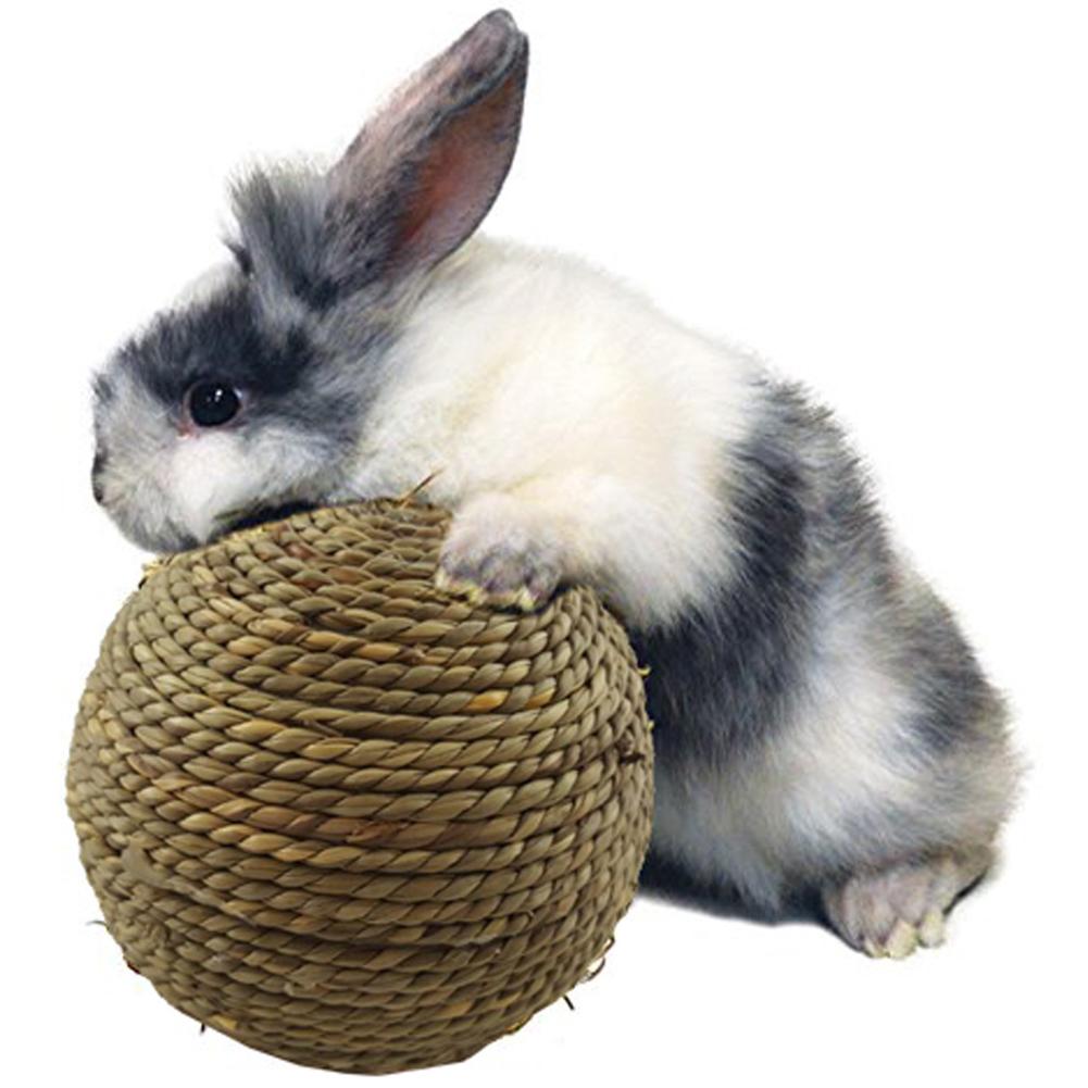 Rabbit Chewing Toy Natural Grass Ball Small Pet Teeth Cleaning Toys Rabbits Cats Small Rodents Teeth Grinding Toy Pet Supplies