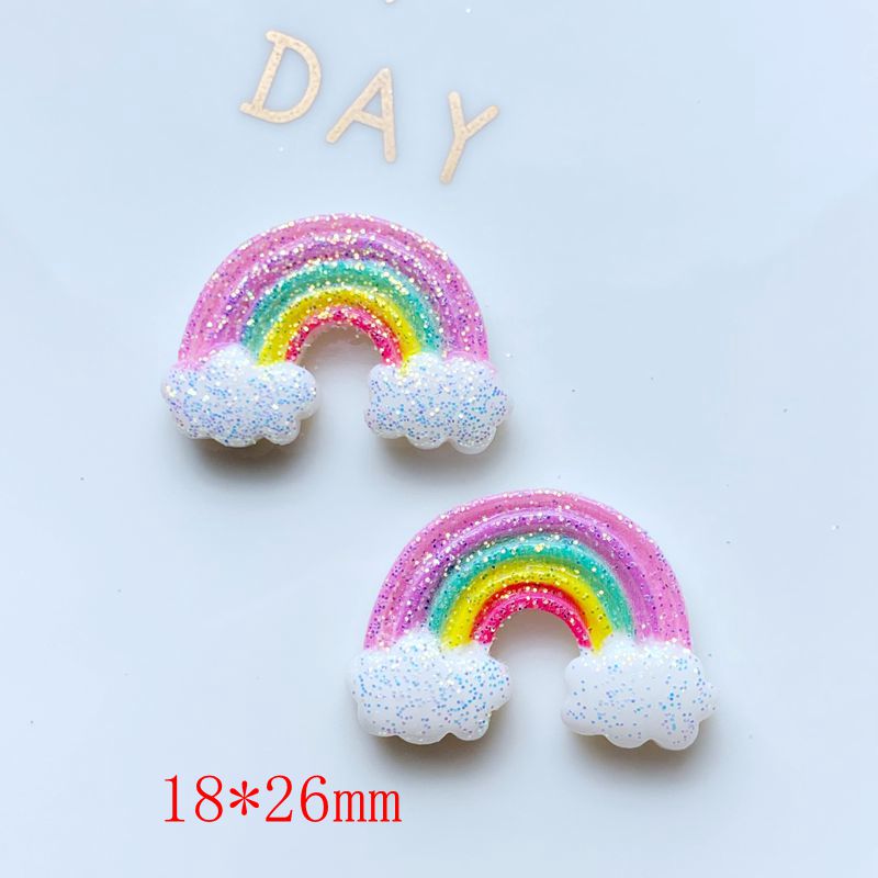 10Pcs Hars Leuke Gemengde Heldere Regenboog Serie Platte Achterkant Cabochon Plakboek Kawaii Diy Embellishments Accessoires: Q