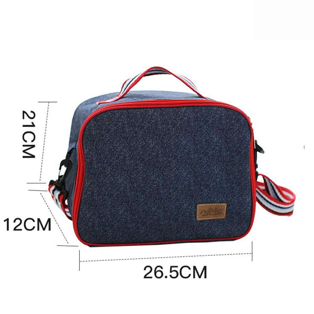 Portable Tote Heat Insulated Lunch Storage Cooler Food Box Denim Thermal Bag Portable Heat-insulated Cooler Lunch Box Tote: 9