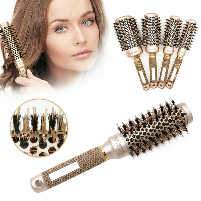 15/32/43/53mm Salon Styling Tools Round Hair Comb Hairdressing Curling Hair Brushes Comb Ceramic Iron Barrel Comb