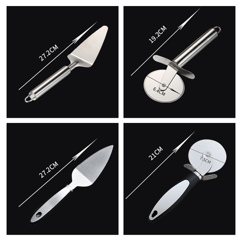 2-piece Set Utensils Pizza Shovel Stainless Steel Pizza Knife Kitchen Gadgets Bakeware Dining Bar Cake/pancake cutter