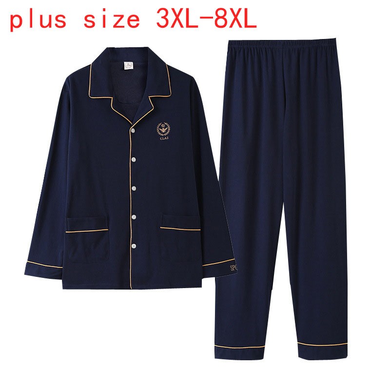 Pyjama en coton Super Large pour hommes, automne-hiver, ample, taille élastique, ensemble grande taille 3XL 4XL 5XL 6XL 7XL 8XL