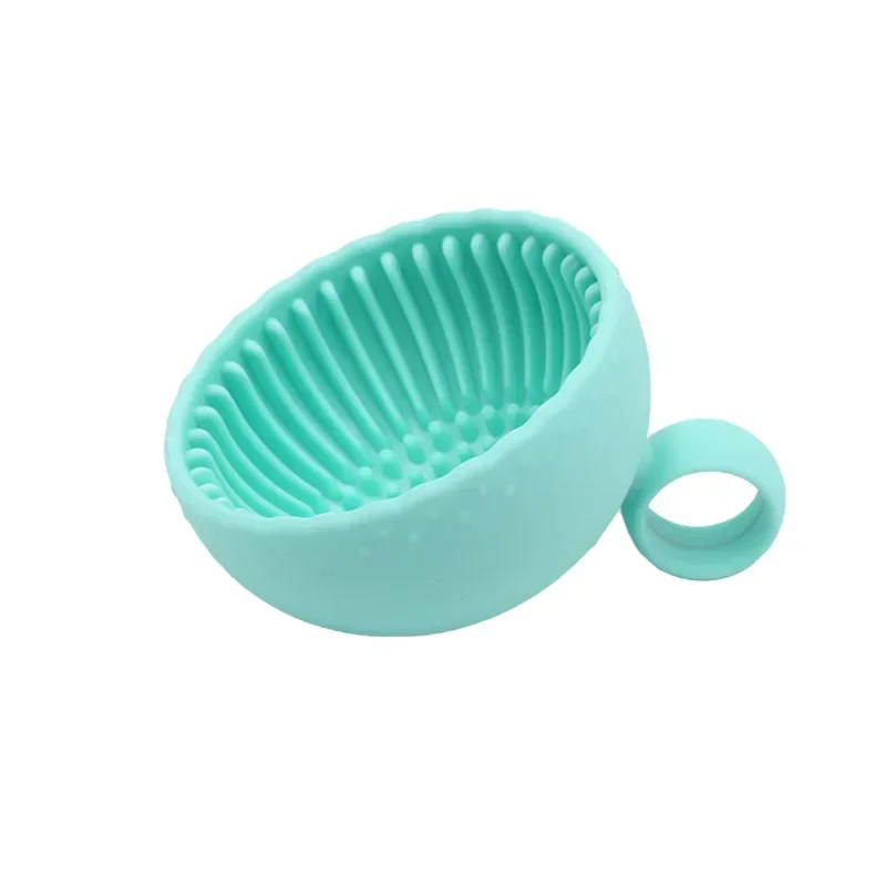Silicone Makeup Brush Cleaner Folding Powder Puff Cleaning Bowl Eyeshadow Brushes Washing Soft Mat Beauty Tools Scrubber Box: Orange