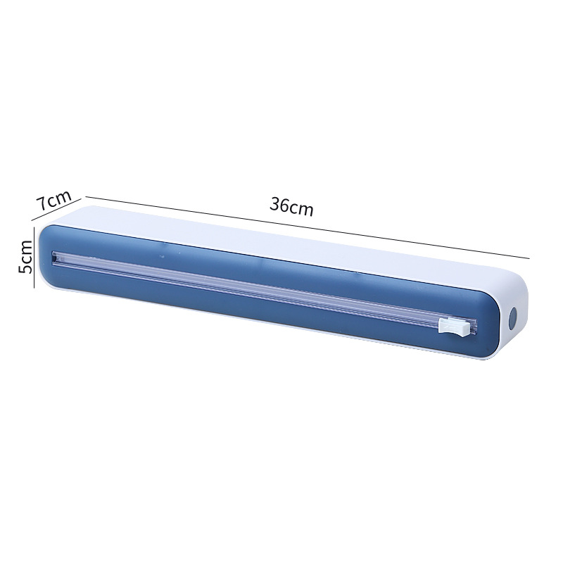 Dispensador magnético de Film para alimentos, caja de almacenamiento con cortador, papel de aluminio, cortador de Film elástico, accesorios de cocina, novedad: Amarillo claro