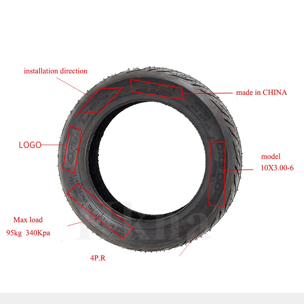 Uusin 10 x 3.00-6 tubeless rengas sähköskootterille 10 tuumaa 10 x 3.0 cst kulutusta kestävä tyhjiörengas