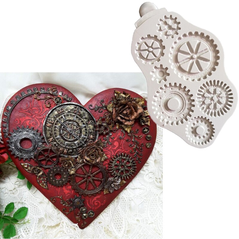 Kompass & Dampf Punk Formen Fondant Kuchen Dekor Werkzeuge Silikon Formen Sugarcrafts Schokolade Backen Werkzeuge Für Kuchen Gumpaste bilden