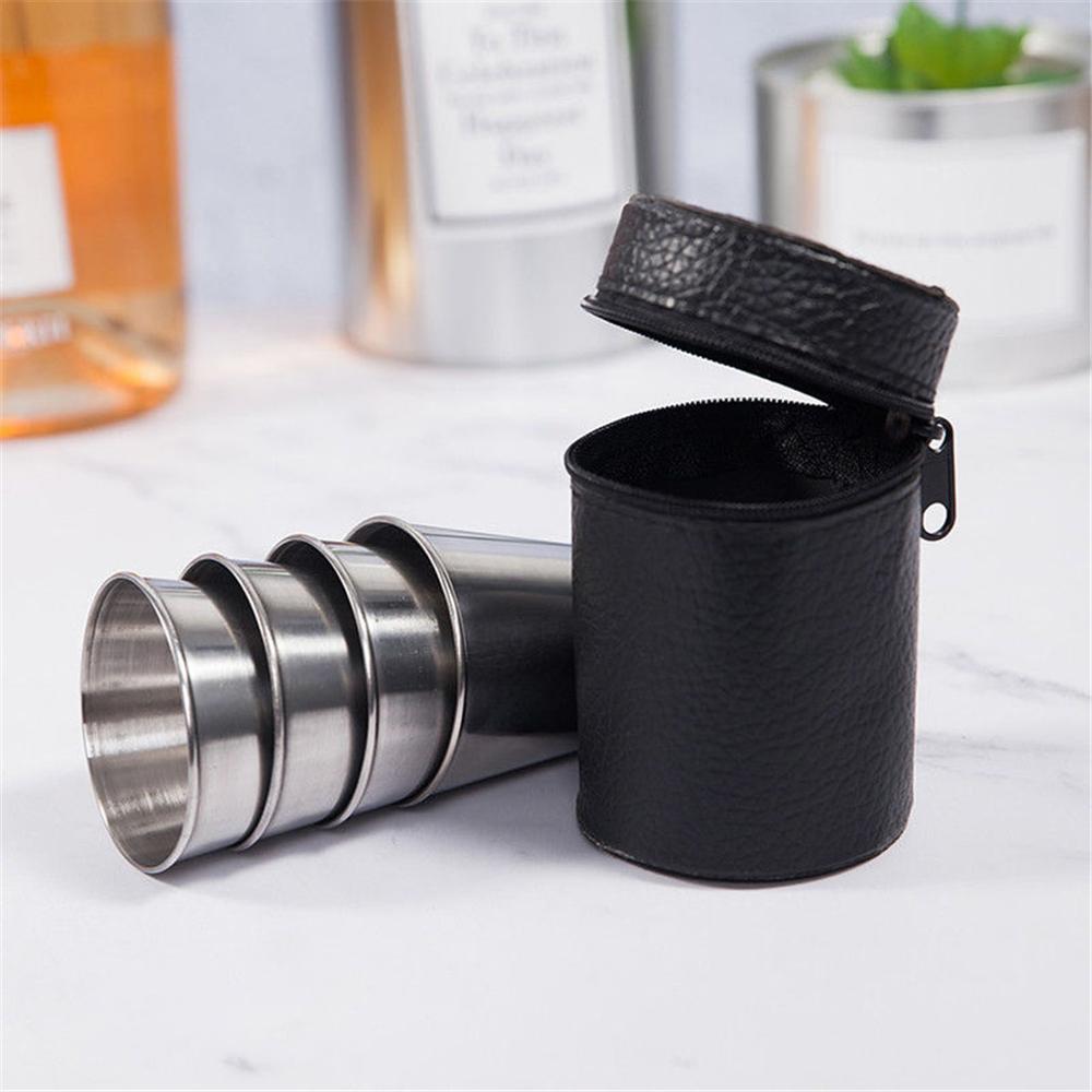 5 stk/sæt udendørs bærbar rustfrit stål hoftekolbe kop hoftekolbe specialglas flagon vinglas kop wijnglas: Default Title