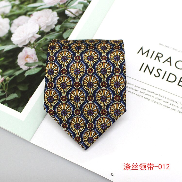Cravates de luxe pour hommes, 9cm de large, en Polyester, pour le cou, costume, cravate Jacquard, de mariage,: 012