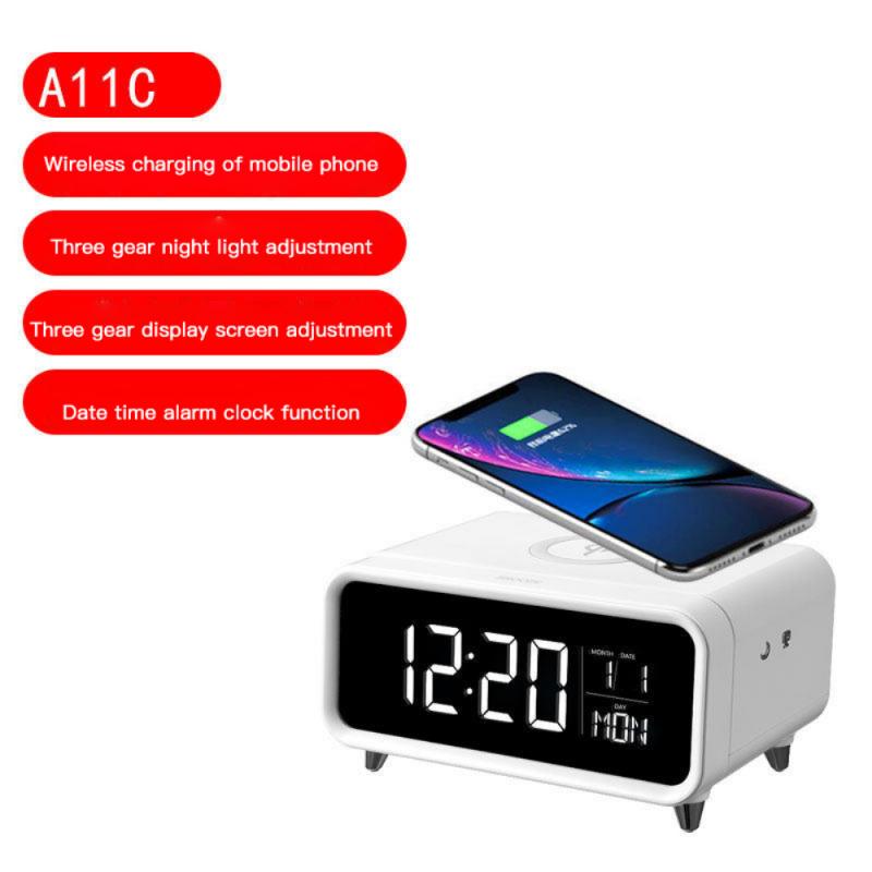 Wireless Phone Charging Digital LED Alarm Clock Radio Alarm Clock Speaker Display Home Decor Table Clock Despertador Night Light: UK A11C