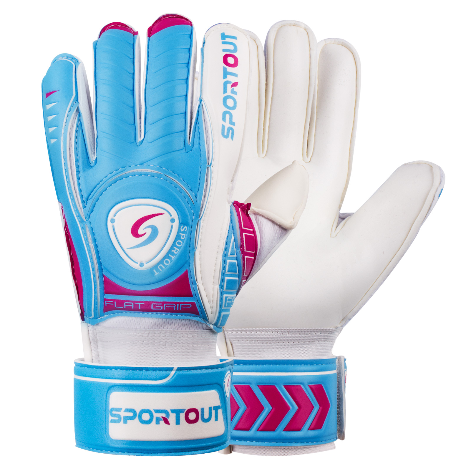Sportout Torwarthandschuhe, Torwarthandschuhe mit Fingersave, Fußballhandschuhe, atmungsaktive Fußball-Torwarthandschuhe, 4 mm Latex: Blau / XS