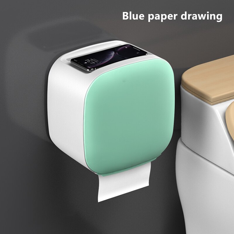 Tissue Doos Perforatie-Gratis Papierrol Buis Wc-papier Doos Waterdichte Wc-papier Opbergdoos: Deep Blue