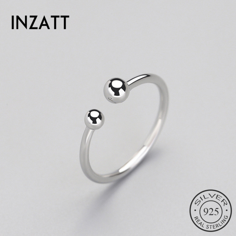 INZATT Trendy Minimalistischen Perlen Einstellbare Ring Echt 925 Sterling Silber Edlen Schmuck Für Frauen Party Zubehör Bijoux