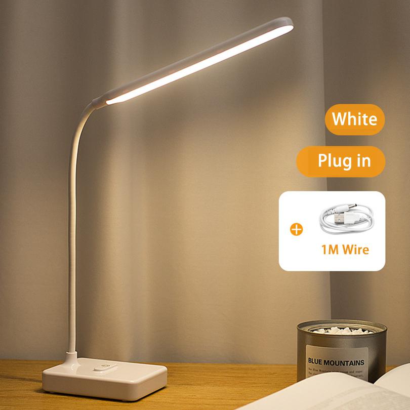 Led stativ skrivebordslampe moderne kontor læsebord lys berøringsafbryder bøjning usb stik i arbejdsdæmper led bordlamper til soveværelse: Kun stik i