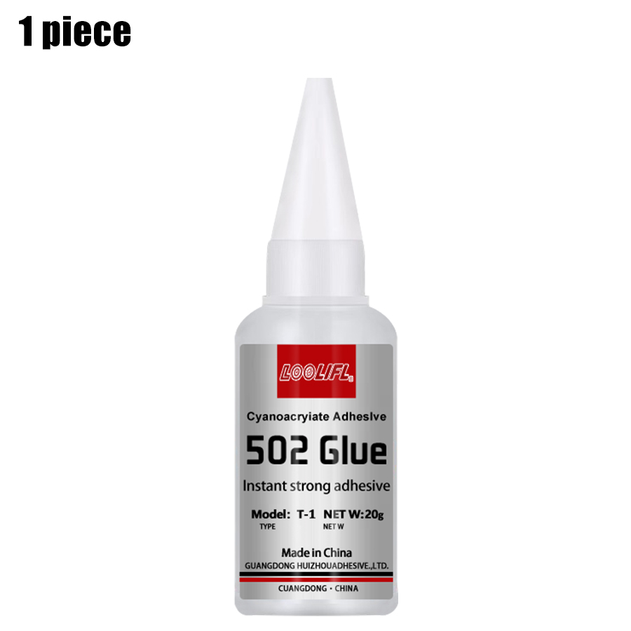 LOOLIFL 1-5pcs 502 superslank, onmiddellijk droogdroog cyanoakrylaat, leer, rubber, hout, metaal, sterk gebonden vloeibare lijm gereedschap: YELLOW