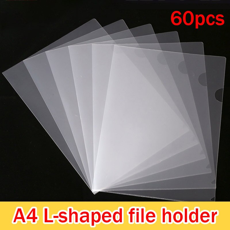 30/60 L-type Transparent File Set Folder Single-piece Clip A4 Single-page Information Clip Test Paper Student Insert File Bag