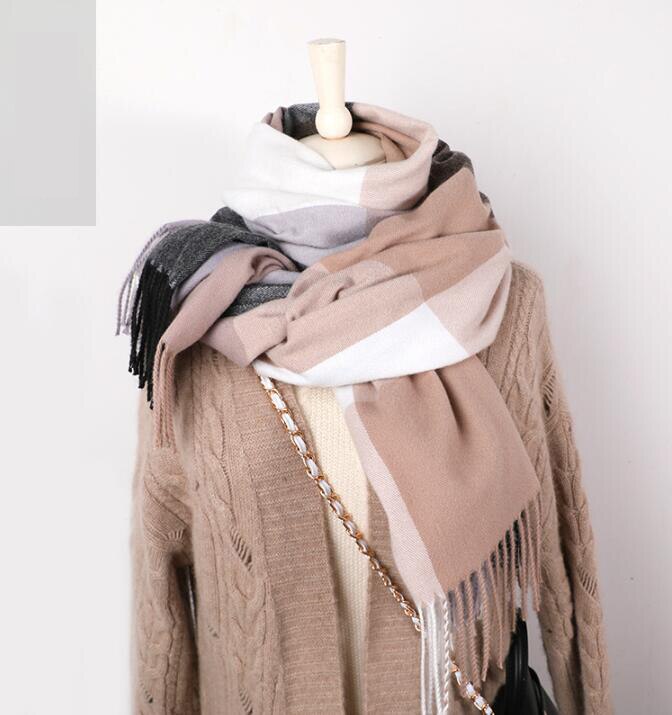 Strikk vinter skjerf til kvinner kashmirlignende pashmina sjal pakke inn geometrisk kvinnelig varmt teppe skjerf skumring stjal