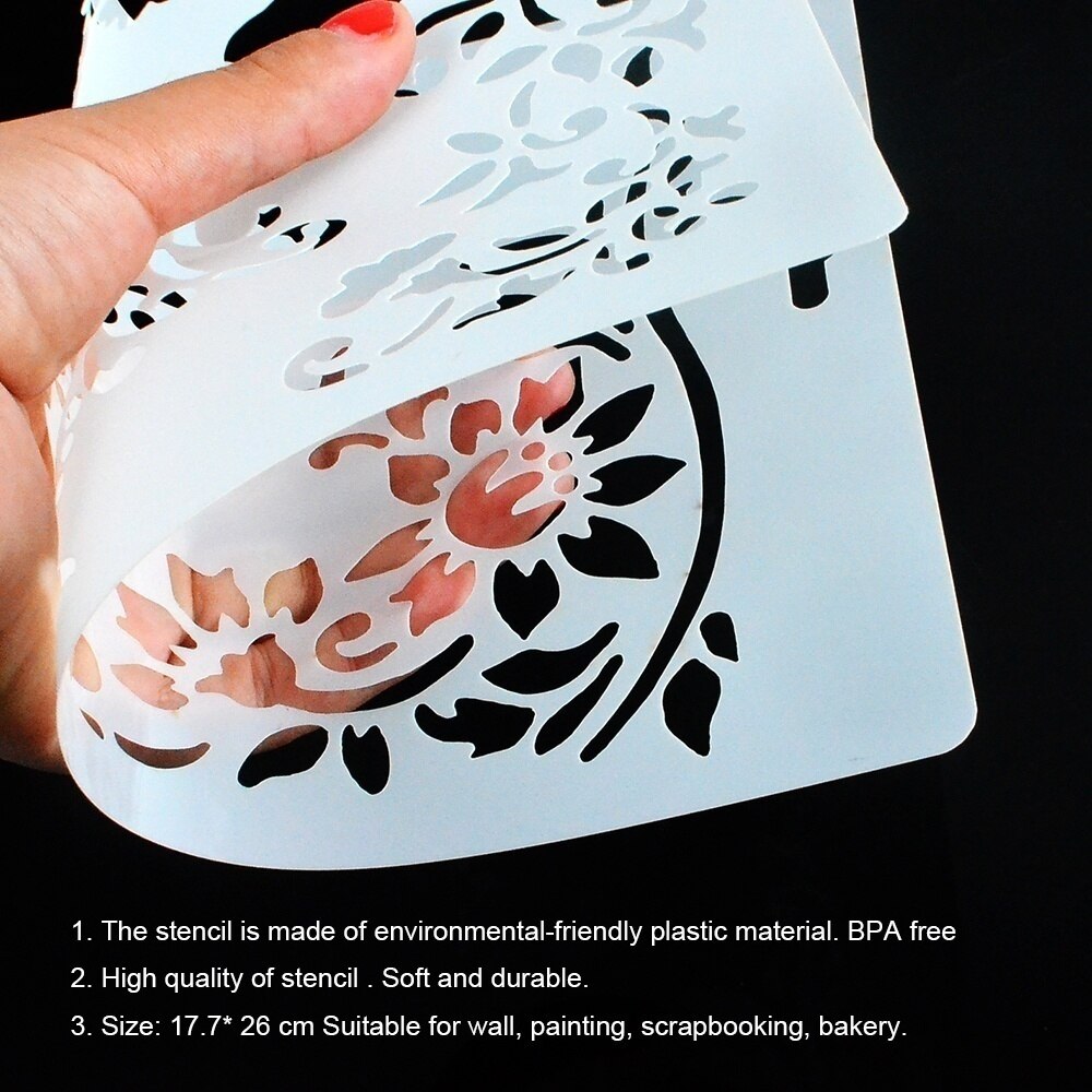 4 stk / sæt  a4 digitale blomster mandala stencils maling farve prægning scrapbog album dekorativ skabelon