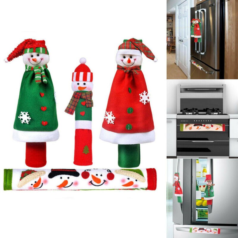 US Refrigerator Door Handle Covers Kitchen Appliance Protector Christmas Decor