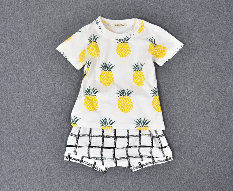 Zomer cartoon baby meisjes T-shirt ananas print unisex casual baby Tees kinderkleding peuter tops kinderen jongens T-shirts