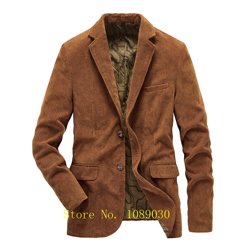Autumn Jacket Men Corduroy Blazer Men Suit Slim Fit Casual Blazers for Husband/Father Plus Size 4XL