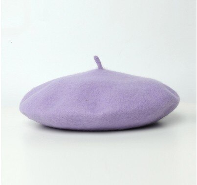 Winter Goedkope Effen Kleur Baret Caps Vrouwelijke Motorkap Vrouwen Caps Vrouwelijke Schilder Alle Matched Warm Walking Baret Paars Baret: Default Title