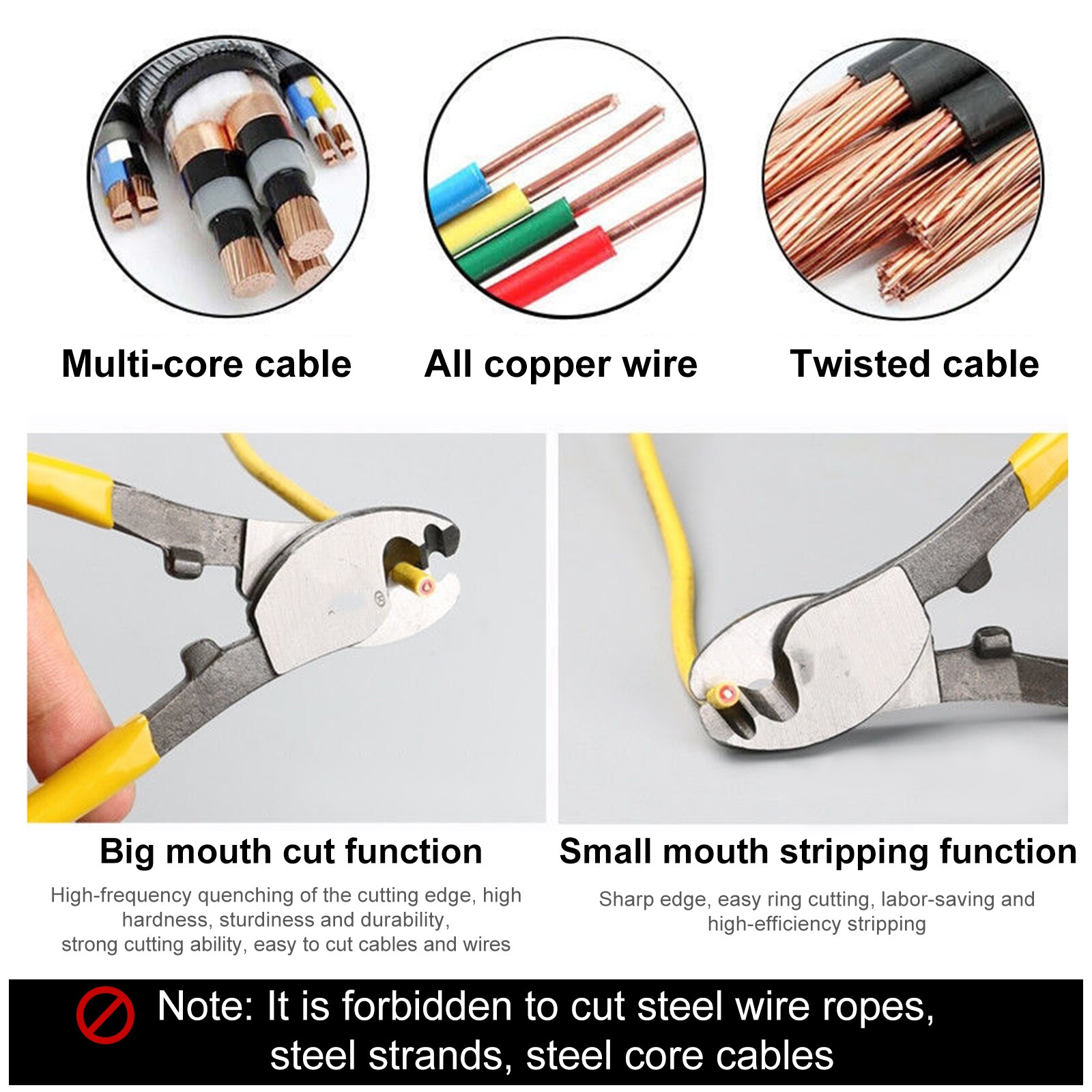 8 Inch Cable Shear Cable Cutter Electric Wire Cable Wire Stripper Cutting Plier Hand Tools Home Electrician Cable Cutter