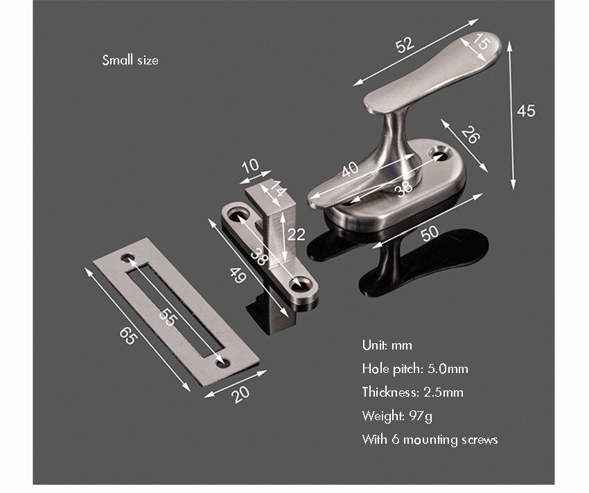 Inside Handle Storm Door Latch, 360 Degrees Rotation, Stainless Steel Door Gate Latch with Screws, Security Door Buckle: S