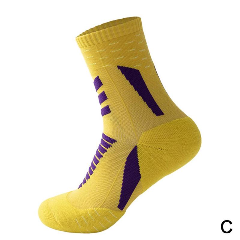 1Pair Cycling Thicken Men Basketball Socks Deodorant Quick-drying Breathable Running Male Sports Long Tube Sock: long yellow