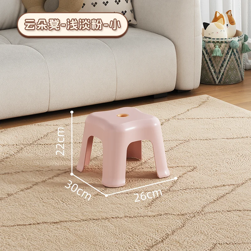 Taburete pequeño de plástico grueso para el hogar, mesita para café de sala de estar, taburete apilable, habitación de alquiler para baño: Castaño