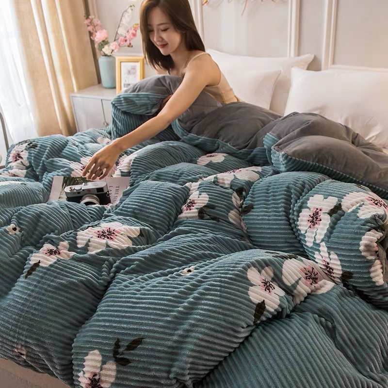 Justchic vinter tjockt påslakan tecknad magisk fleece kristall fleece dubbelsidig sammet påslakan sängkläder set ropa de cama