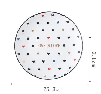 Heart patten 10 inch Dinner Plate set 8 inch ceramic cake plate porcelain 6 inch dessert dish set: C