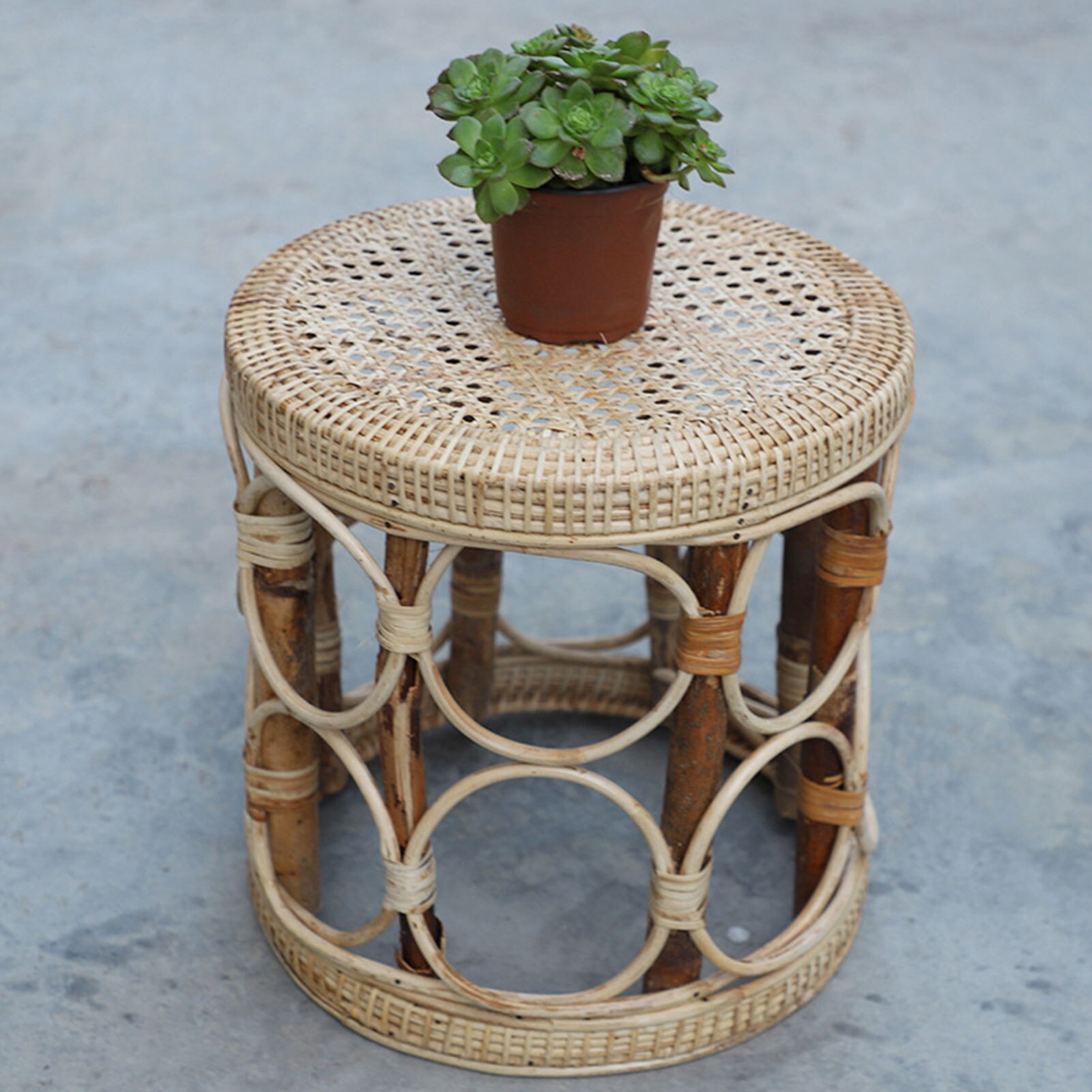 Rotan Plant Stand Duurzaam Decoratieve Plank Houder Voor Indoor # W0