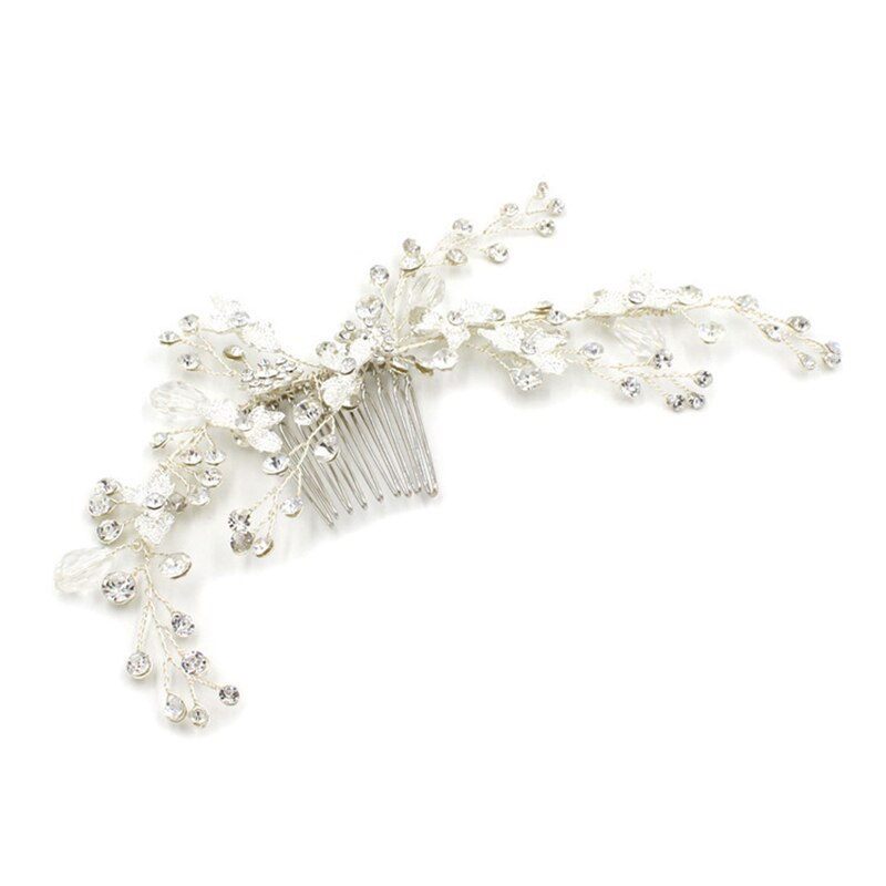 Guidre Bruidskop in wijnstokvorm met zilveren parels, elegante en romantische bruidshaarband voor bruid, bruidsmeisjes, 32 x 3,5 cm