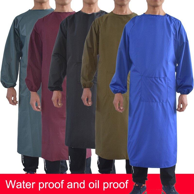 Bata impermeable reutilizable unisex, prenda de trabajo resistente al aceite y apta para la limpieza del hogar