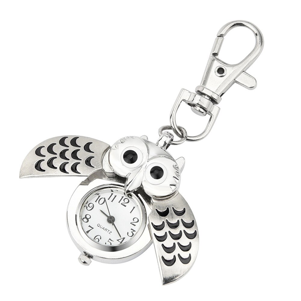 Petites montres à gousset, horloge rétro à quartz, magnifique porte-clés de dessin animé mignon, montre de poche hibou, relogio feminino saat watch *a: Bk