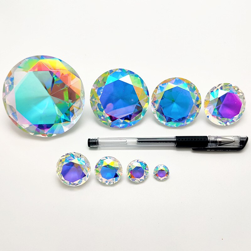 30-80mm ab värikästä  k9 kristallitimanttia paperipainoinen koristeellinen sateenkaarikone prisma lasi timantit häät kodin työpöydän koristelu: 1pc ab värikäs / 30mm