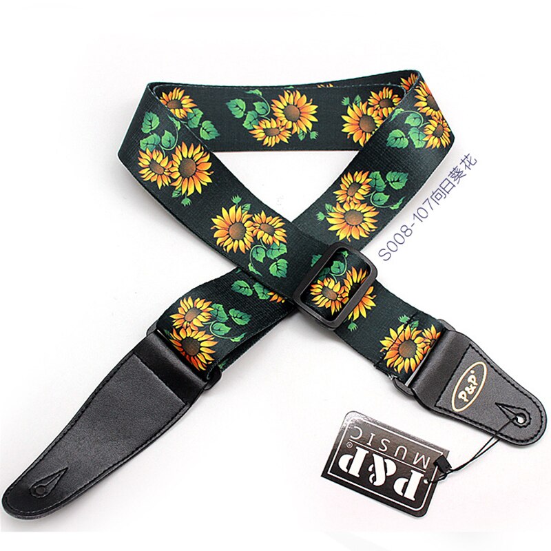 Gitarre Gedruckt Band PP Polyester Gitarre Gürtel Nationalen Blume Sonnenblumen Guitarra Gurt Musical Instrument Zubehör