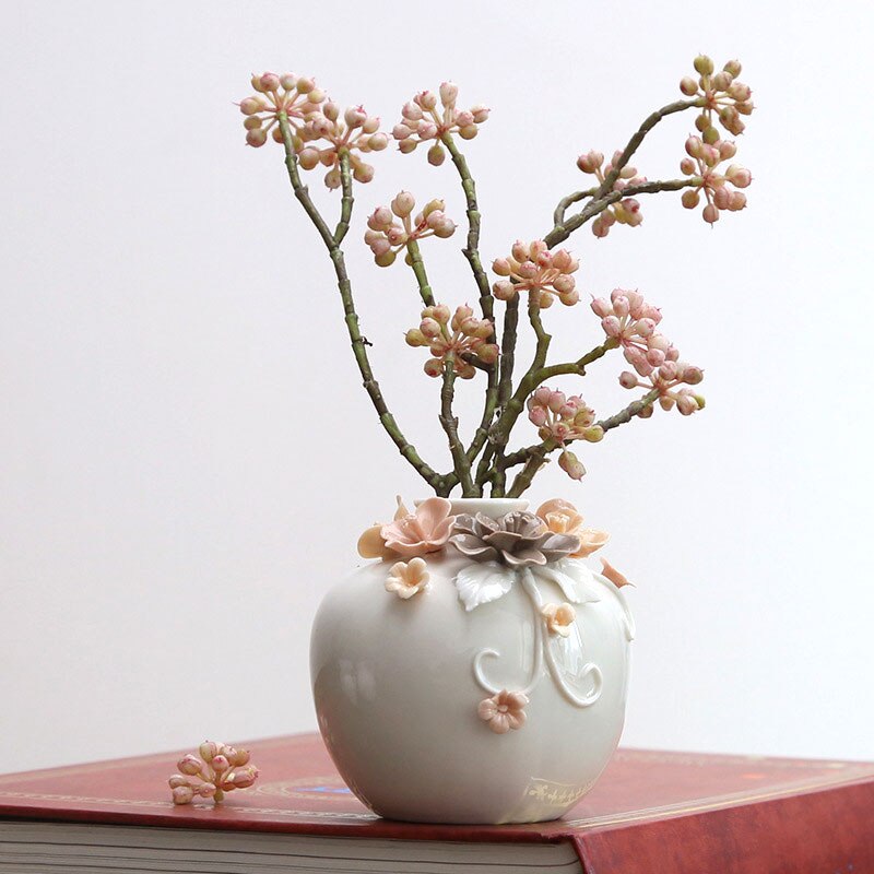 Handmade Art Collectibles Ceramic Flower Vases Small Porcelain Ornaments For Home Tabletop Kitchen Bathroom Vanity Decorations