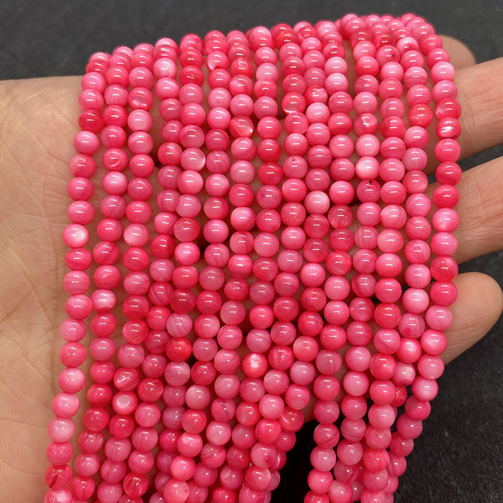 4mm gekleurde schelp kralen ronde losse kralen natuurlijke parelmoer schelp gespreide kralen sieraden maken DIY armband accessoires: Zilver