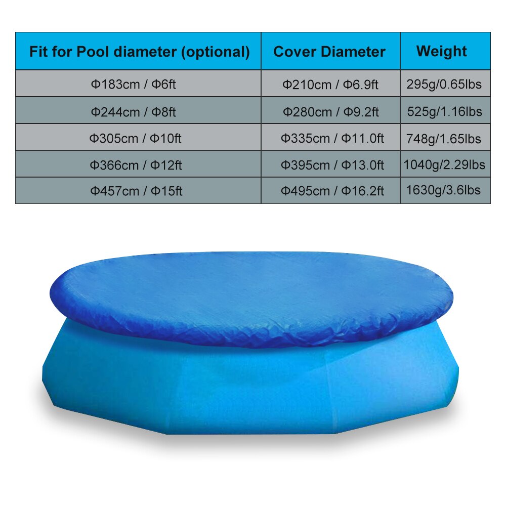 Round Pool Cover 6/8/10/12/15 ft Water Resistant PE Portable Protective Swimming Inflatable Pool UV-resistant Waterproof