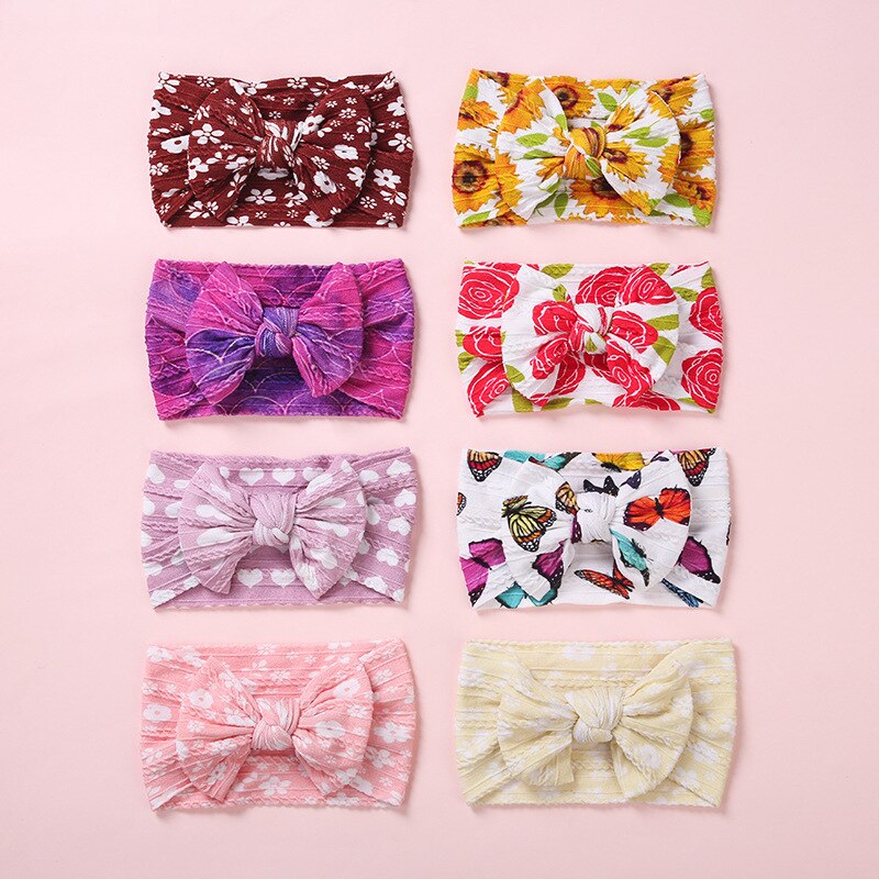 Fascia per bambini Nylon ragazze stampa floreale copricapo treccia bambini turbante elastico cavo accessori per capelli per neonati fascia per capelli morbida