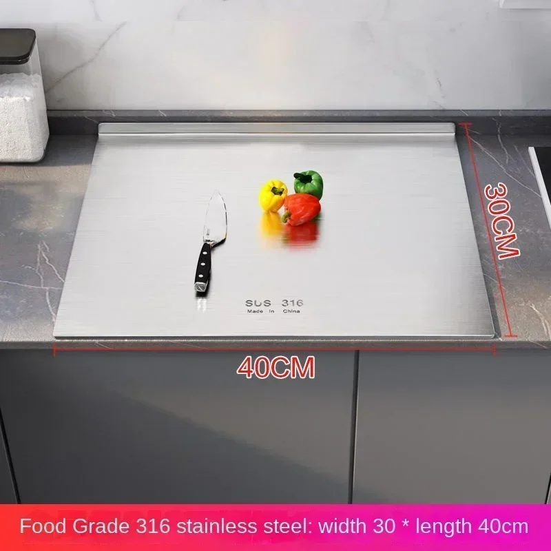 Panneau et planche à découper en acier inoxydable 316, planche à découper à surface amassée extra large double face épaissie pour la cuisine et la maison: 300x200x15mm / WHITE