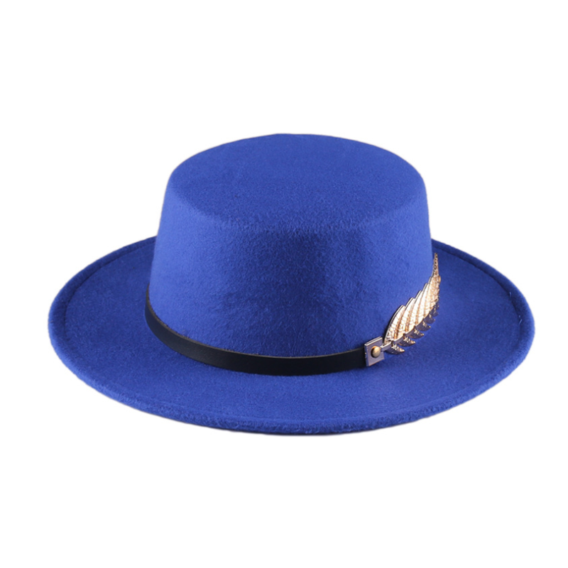 Retro Vilten Hoeden Zwart Voor Vrouwen Met Brede Rand Riem Kerk Mannen Jazz Godfather Fedora Hoed Versierd Dames Schipper hoed Platte