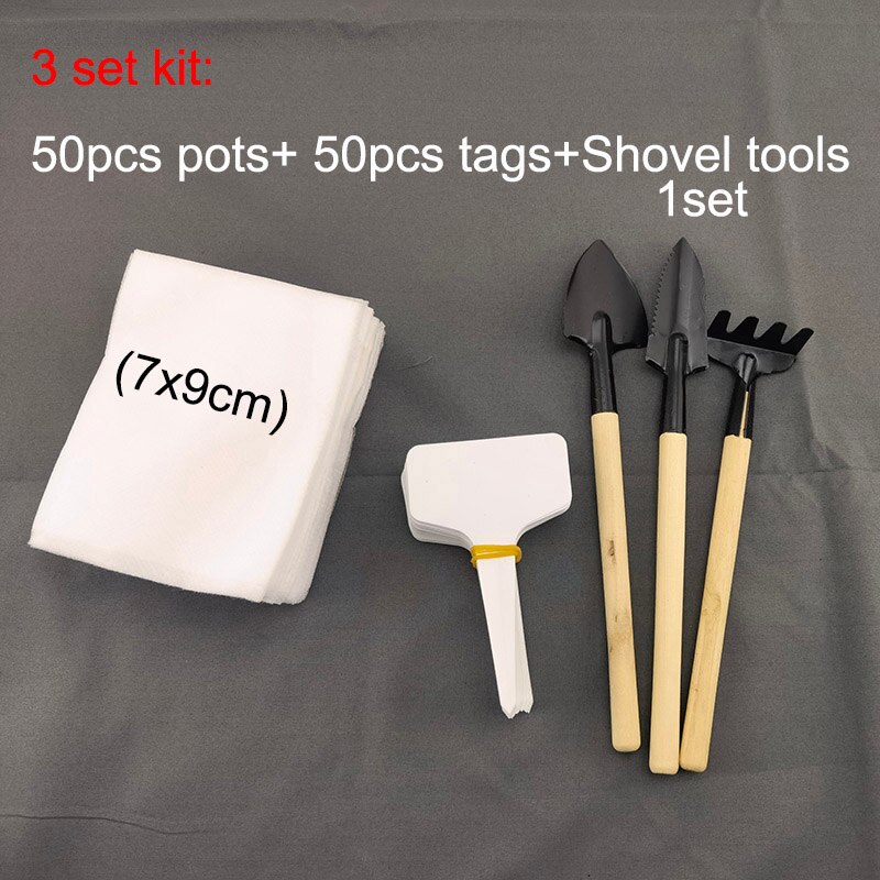 Mini Garden Tool Shovel Rake Spade Wooden Handle Plant label Seed growing bag Sets Kits Gardening Soil Raising Flowers: 7x9cm Sets