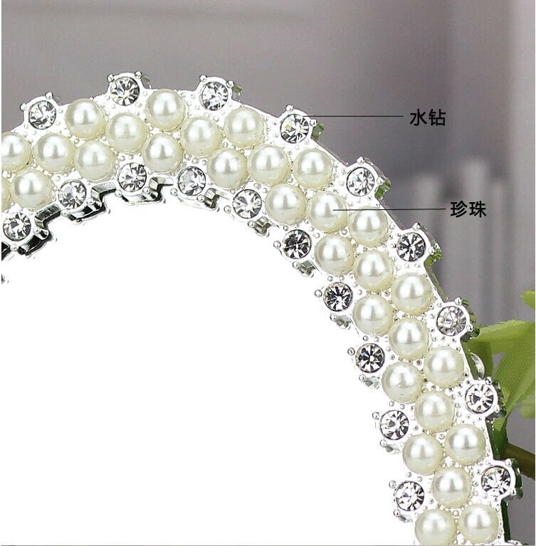 Europeu moderno oval pérola espelho de mesa metal quadro espelho decoração do casamento espelho emoldurado decoração para casa hzj010