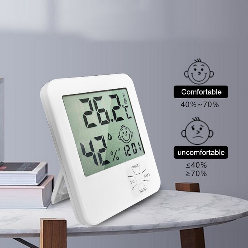 Digital Temperature Humidity Clock Big LCD Electronic Thermometer Hydrometer Meter With Stand Hygrometer Humidity Gauge Digital