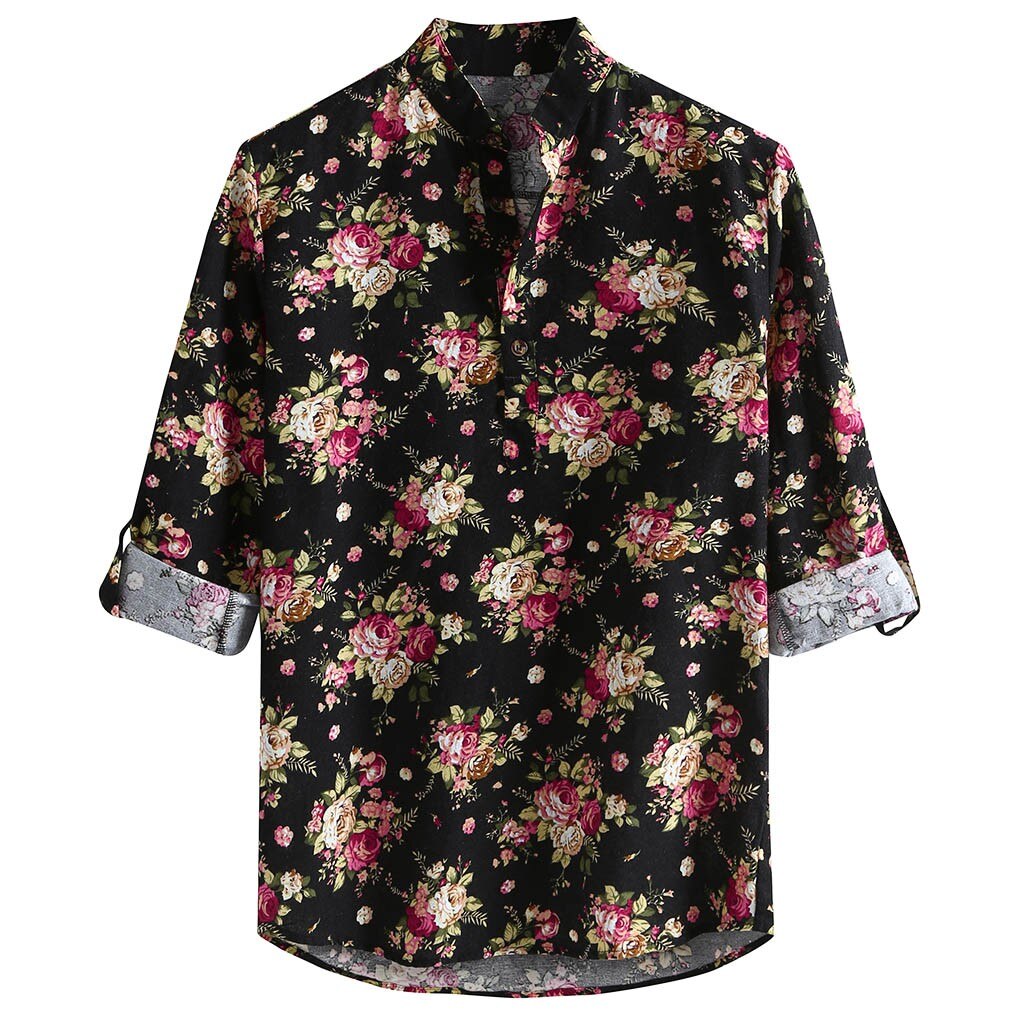 Ethnique Chemises Hawaïennes Hommes Ethnique Hauts Manches Courtes Bouton Chemise D'été Chemise Homme Décontracté Plage Camisa Masculina #28