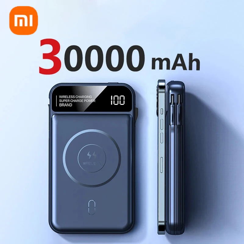 Xiaomi power bank 50000mah carregamento sem fio magsafe power bank carregamento magnético fio embutido bateria do telefone móvel para iphone: MULTI