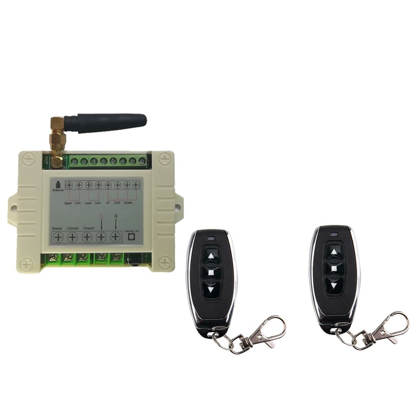 Interrupteur de commande à distance sans fil pour rideau de porte avant et arrière, fenêtre de porte, 220V, 10a 2CH, interrupteur limité TX RX: Marron / 433MHZ